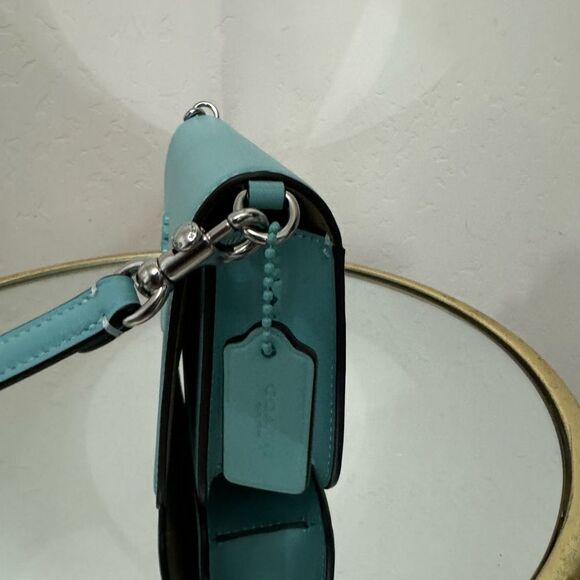 Coach Crossbody Bag Clutch Light Blue Leather - Picture 5 of 10